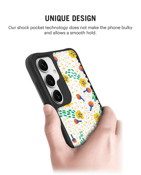 Festive Flora Black Hybrid Clear Case Cover For Samsung Galaxy S24