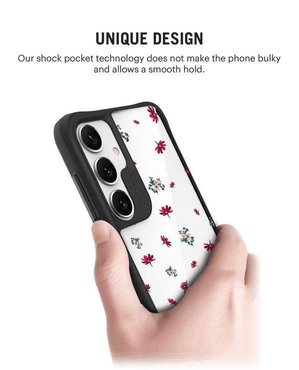 Floating Flowers Black Hybrid Clear Case Cover For Samsung Galaxy S24 Plus