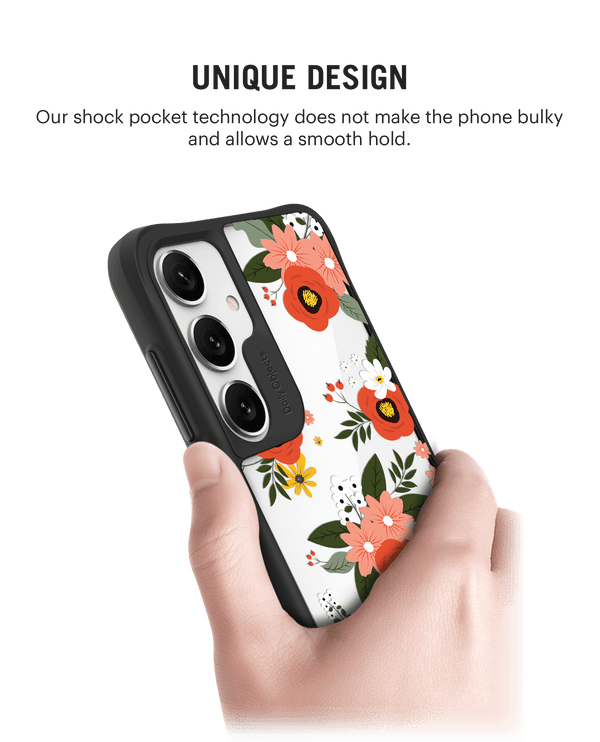 Flower Bunch Black Hybrid Clear Case Cover For Samsung Galaxy S24