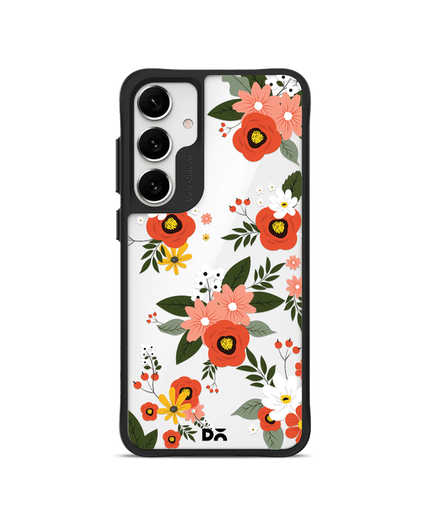 Flower Bunch Black Hybrid Clear Case Cover For Samsung Galaxy S24 Plus