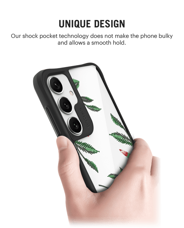 Flower Embroidery Black Hybrid Clear Case Cover For Samsung Galaxy S24