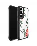 Flower Embroidery Black Hybrid Clear Case Cover For Samsung Galaxy S24