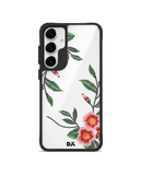 Flower Embroidery Black Hybrid Clear Case Cover For Samsung Galaxy S24