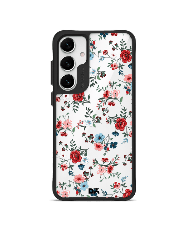 Flower Sheet Black Hybrid Clear Case Cover For Samsung Galaxy S24 Plus