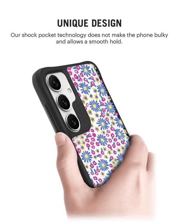 Glittering Daisy Black Hybrid Clear Case Cover For Samsung Galaxy S24 Plus