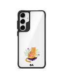 Happy Kitty Black Hybrid Clear Case Cover For Samsung Galaxy S24 Plus