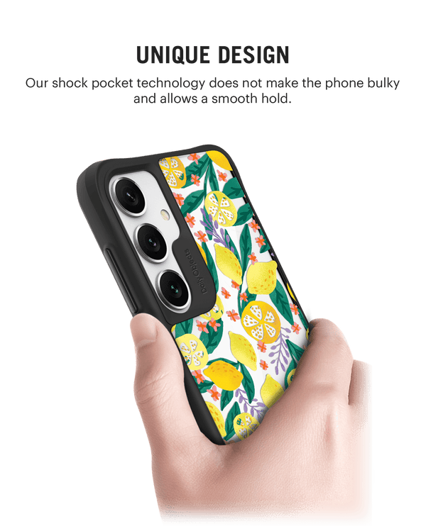 Lemony Leafy Black Hybrid Clear Case Cover For Samsung Galaxy S24 Plus