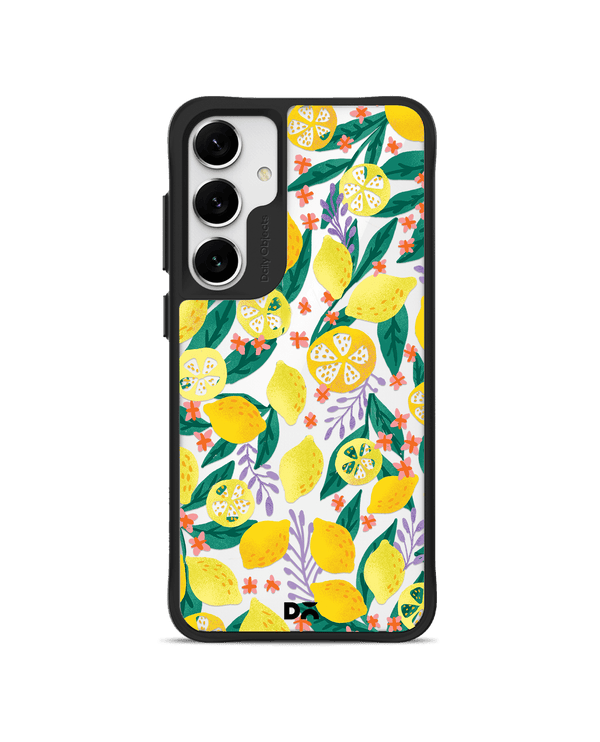 Lemony Leafy Black Hybrid Clear Case Cover For Samsung Galaxy S24 Plus