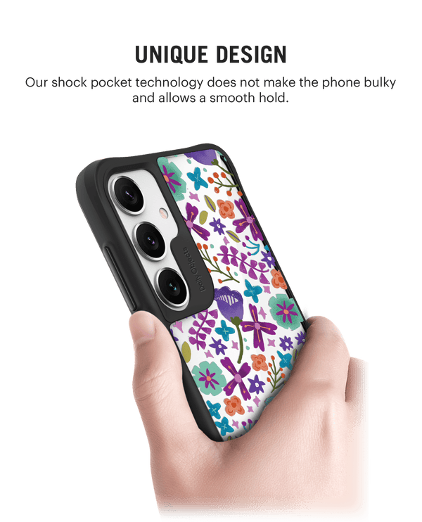 Lilac Bellflower Black Hybrid Clear Case Cover For Samsung Galaxy S24 Plus