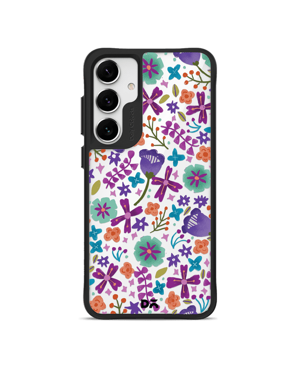 Lilac Bellflower Black Hybrid Clear Case Cover For Samsung Galaxy S24 Plus