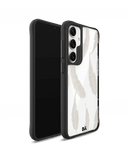 Off White Feathers Black Hybrid Clear Case Cover For Samsung Galaxy S24