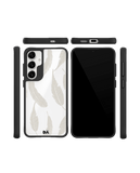 Off White Feathers Black Hybrid Clear Case Cover For Samsung Galaxy S24