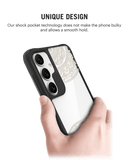 Off White Mandala Black Hybrid Clear Case Cover For Samsung Galaxy S24