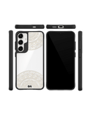 Off White Mandala Black Hybrid Clear Case Cover For Samsung Galaxy S24