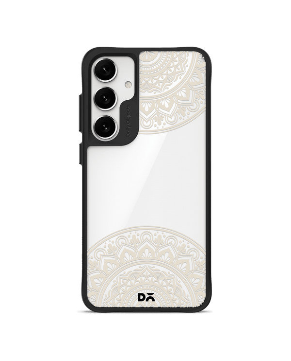 Off White Mandala Black Hybrid Clear Case Cover For Samsung Galaxy S24