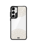 Off White Mandala Black Hybrid Clear Case Cover For Samsung Galaxy S24