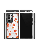 Orange Cosmos Black Hybrid Clear Case Cover For Samsung Galaxy S24 Ultra