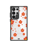 Orange Cosmos Black Hybrid Clear Case Cover For Samsung Galaxy S24 Ultra