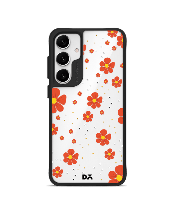 Orange Cosmos Black Hybrid Clear Case Cover For Samsung Galaxy S24