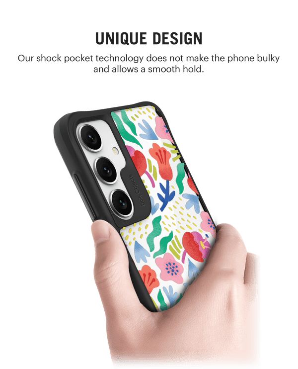 Pastel Tulips Black Hybrid Clear Case Cover For Samsung Galaxy S24