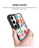 Pastel Tulips Black Hybrid Clear Case Cover For Samsung Galaxy S24