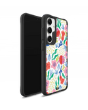 Pastel Tulips Black Hybrid Clear Case Cover For Samsung Galaxy S24