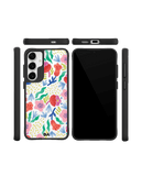 Pastel Tulips Black Hybrid Clear Case Cover For Samsung Galaxy S24