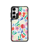 Pastel Tulips Black Hybrid Clear Case Cover For Samsung Galaxy S24