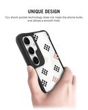 Peach Diamonds Black Hybrid Clear Case Cover For Samsung Galaxy S24 Plus