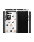 Peach Diamonds Black Hybrid Clear Case Cover For Samsung Galaxy S24 Ultra