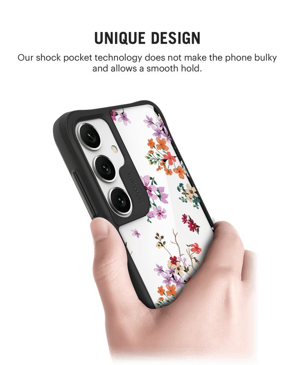 Periwinkle & Roses Black Hybrid Clear Case Cover For Samsung Galaxy S24 Plus