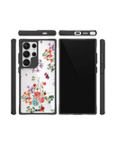 Periwinkle & Roses Black Hybrid Clear Case Cover For Samsung Galaxy S24 Ultra