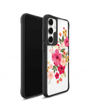 Pink Hibiscus Black Hybrid Clear Case Cover For Samsung Galaxy S24