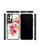 Pink Hibiscus Black Hybrid Clear Case Cover For Samsung Galaxy S24