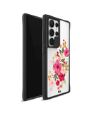 Pink Hibiscus Black Hybrid Clear Case Cover For Samsung Galaxy S24 Ultra