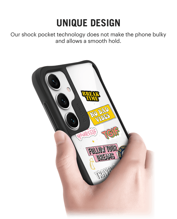 Positivity Black Hybrid Clear Case Cover For Samsung Galaxy S24 Plus