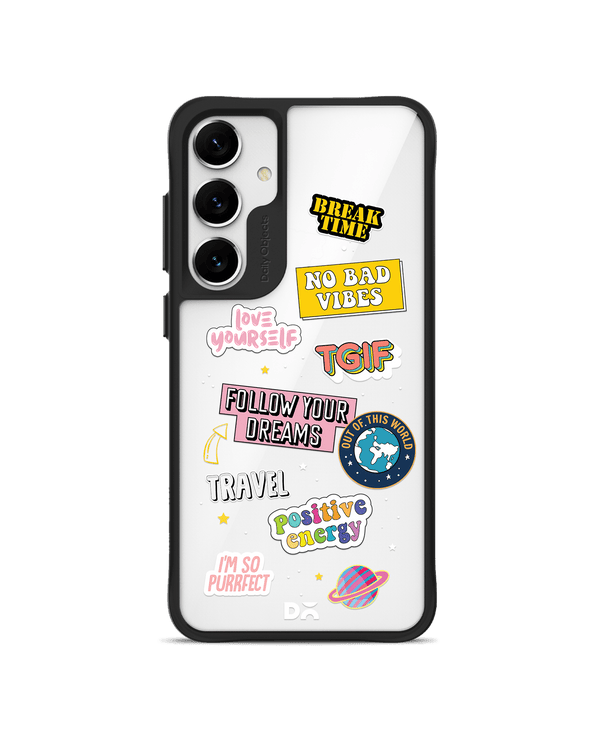 Positivity Black Hybrid Clear Case Cover For Samsung Galaxy S24