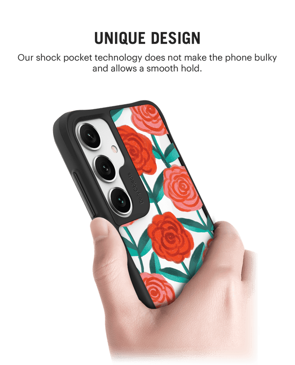 Rosey Retreat Black Hybrid Clear Case Cover For Samsung Galaxy S24