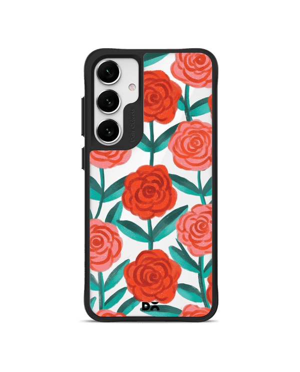 Rosey Retreat Black Hybrid Clear Case Cover For Samsung Galaxy S24