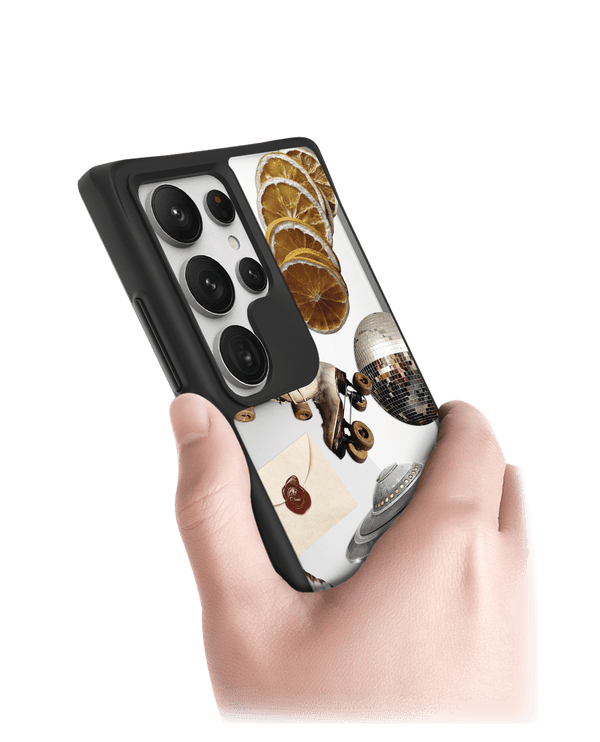 Space Disc Black Hybrid Clear Case Cover For Samsung Galaxy S24 Ultra