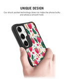 Strawberry Bloom Black Hybrid Clear Case Cover For Samsung Galaxy S24 Plus