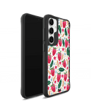 Strawberry Bloom Black Hybrid Clear Case Cover For Samsung Galaxy S24 Plus