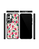 Strawberry Bloom Black Hybrid Clear Case Cover For Samsung Galaxy S24 Plus