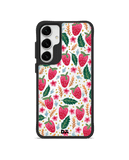 Strawberry Bloom Black Hybrid Clear Case Cover For Samsung Galaxy S24 Plus