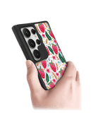 Strawberry Bloom Black Hybrid Clear Case Cover For Samsung Galaxy S24 Ultra