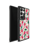 Strawberry Bloom Black Hybrid Clear Case Cover For Samsung Galaxy S24 Ultra