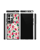 Strawberry Bloom Black Hybrid Clear Case Cover For Samsung Galaxy S24 Ultra