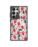 Strawberry Bloom Black Hybrid Clear Case Cover For Samsung Galaxy S24 Ultra