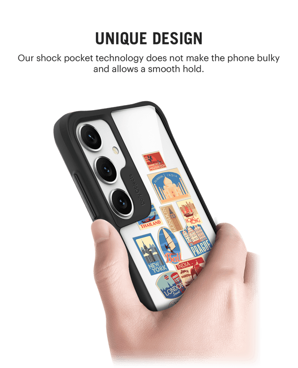 Travel Bucket Black Hybrid Clear Case Cover For Samsung Galaxy S24 Plus