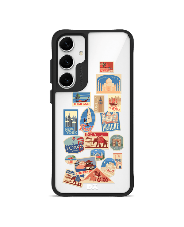 Travel Bucket Black Hybrid Clear Case Cover For Samsung Galaxy S24